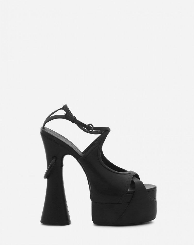 LANVIN WOMEN'S BLACK LEATHER PLATFORM SANDALS