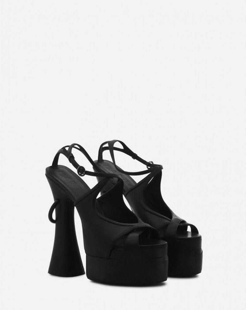 LANVIN WOMEN'S BLACK LEATHER PLATFORM SANDALS