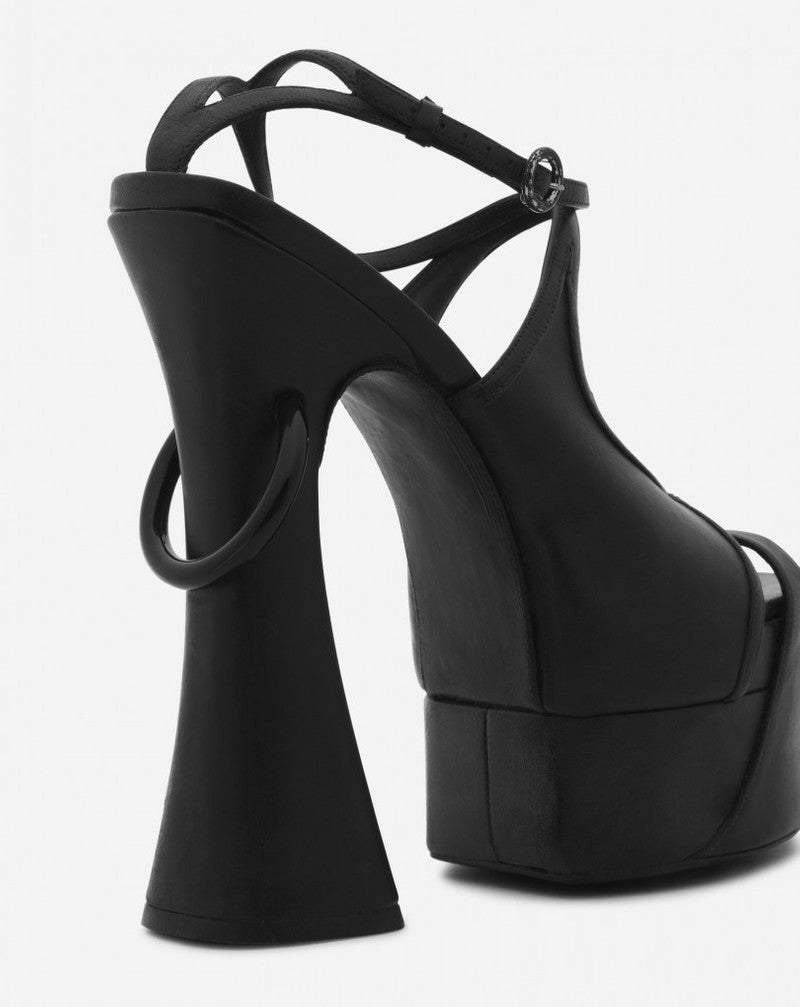LANVIN WOMEN'S BLACK LEATHER PLATFORM SANDALS