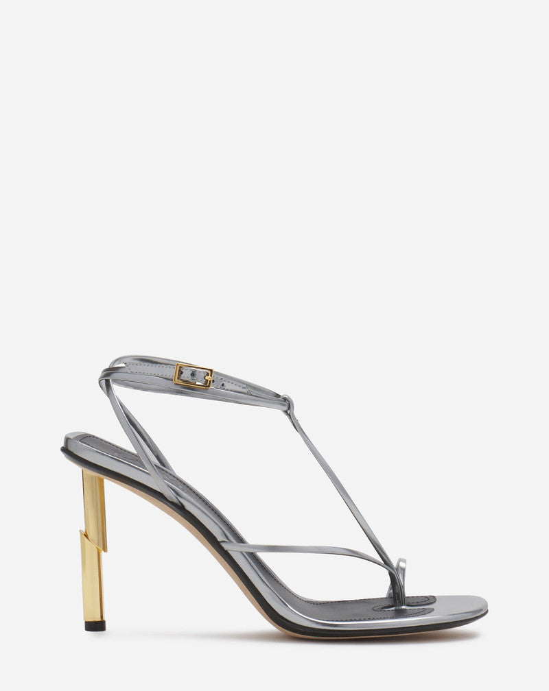 LANVIN WOMEN'S SILVER HIGH-HEEL SANDALS WITH STRAPS