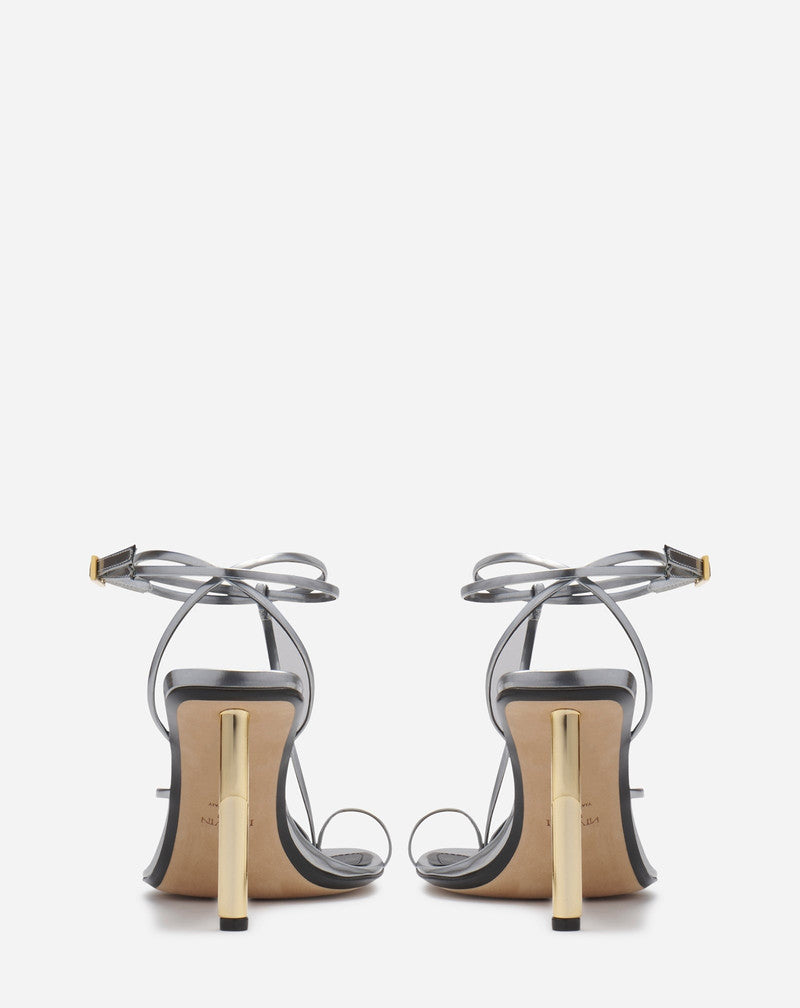 LANVIN WOMEN'S SILVER HIGH-HEEL SANDALS WITH STRAPS