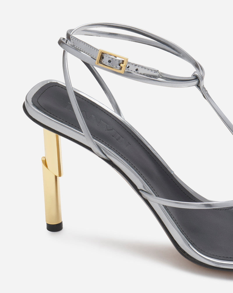LANVIN WOMEN'S SILVER HIGH-HEEL SANDALS WITH STRAPS