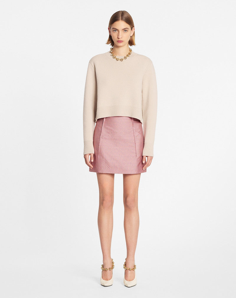 LANVIN WOMEN'S ROSEWOOD SILK A-LINE SHORT SKIRT