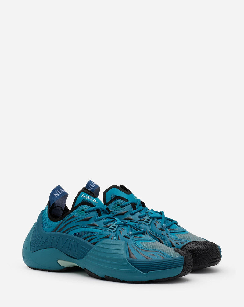 LANVIN MEN'S TURQUOISE LOW TOP SNEAKERS