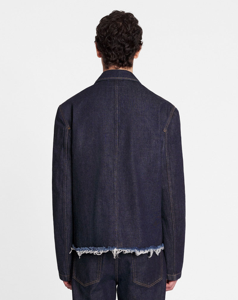 LANVIN MEN'S NAVY DENIM TAILORED JACKET