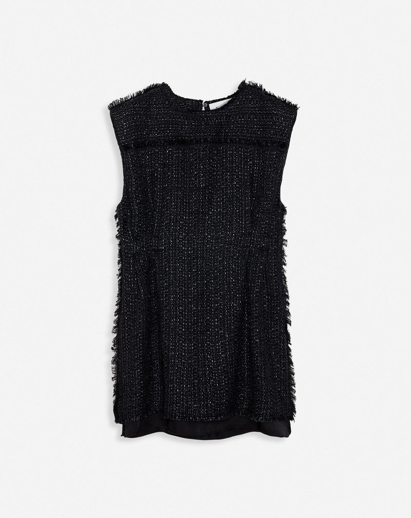 LANVIN WOMEN'S BLACK TEXTURED SHIFT MINI DRESS