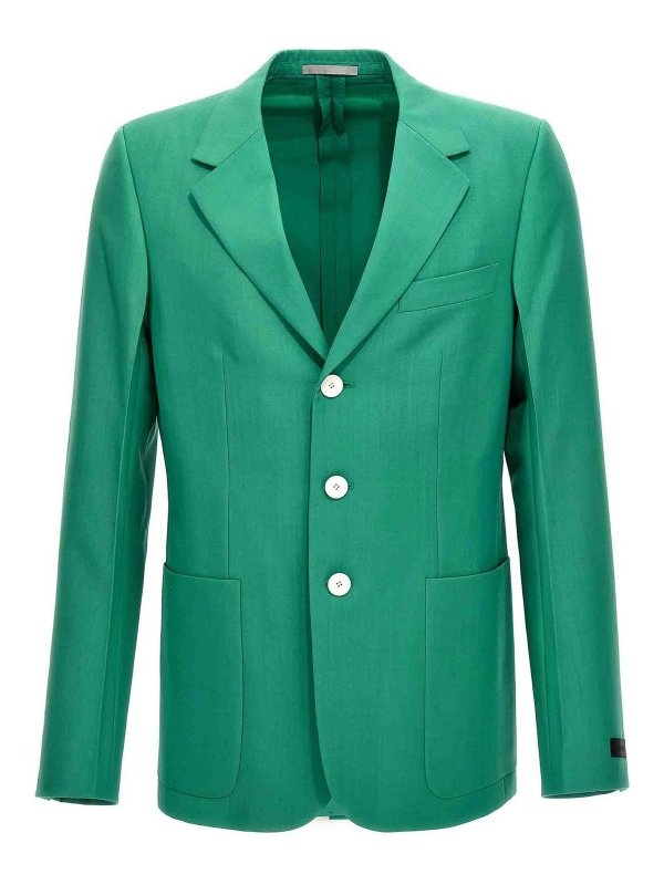 LANVIN MEN'S JADE WOOL THREE-BUTTON BLAZER