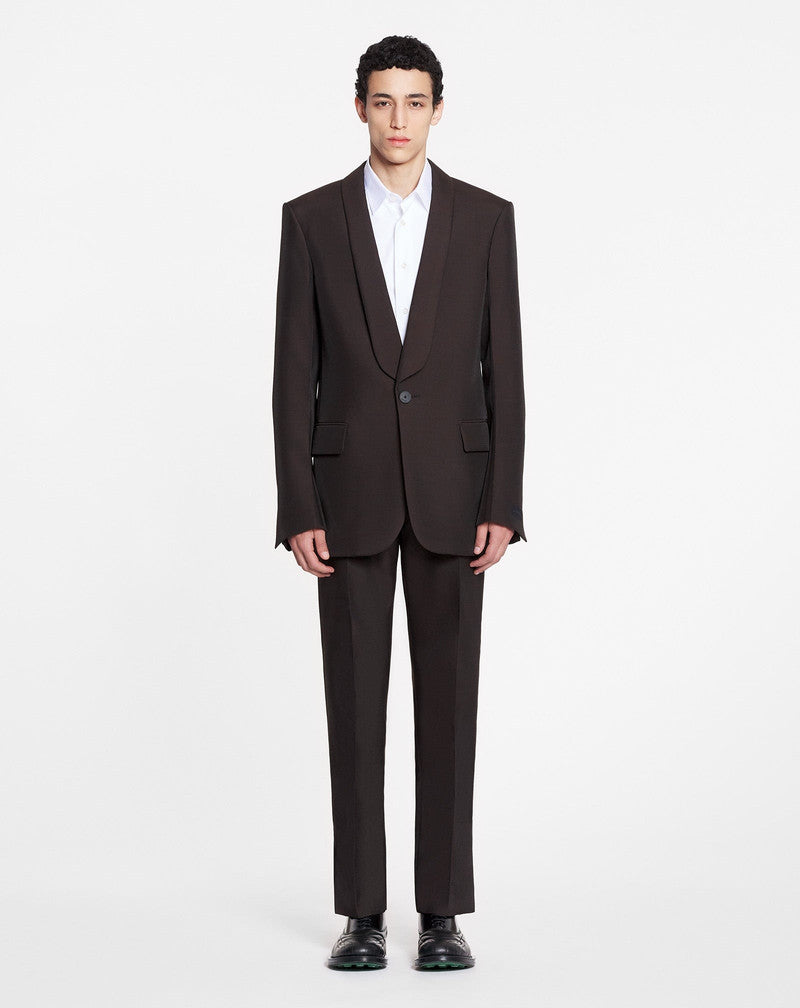 LANVIN MEN'S ESPRESSO SHAWL COLLAR JACKET