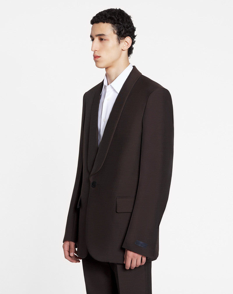 LANVIN MEN'S ESPRESSO SHAWL COLLAR JACKET
