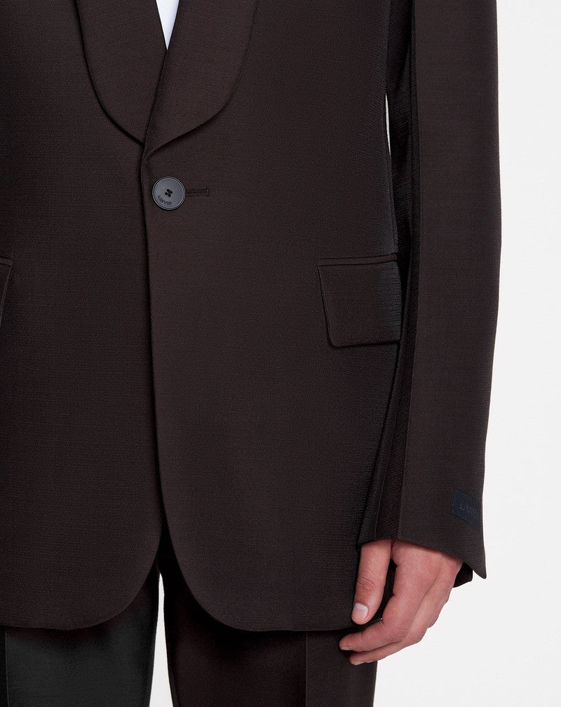 LANVIN MEN'S ESPRESSO SHAWL COLLAR JACKET