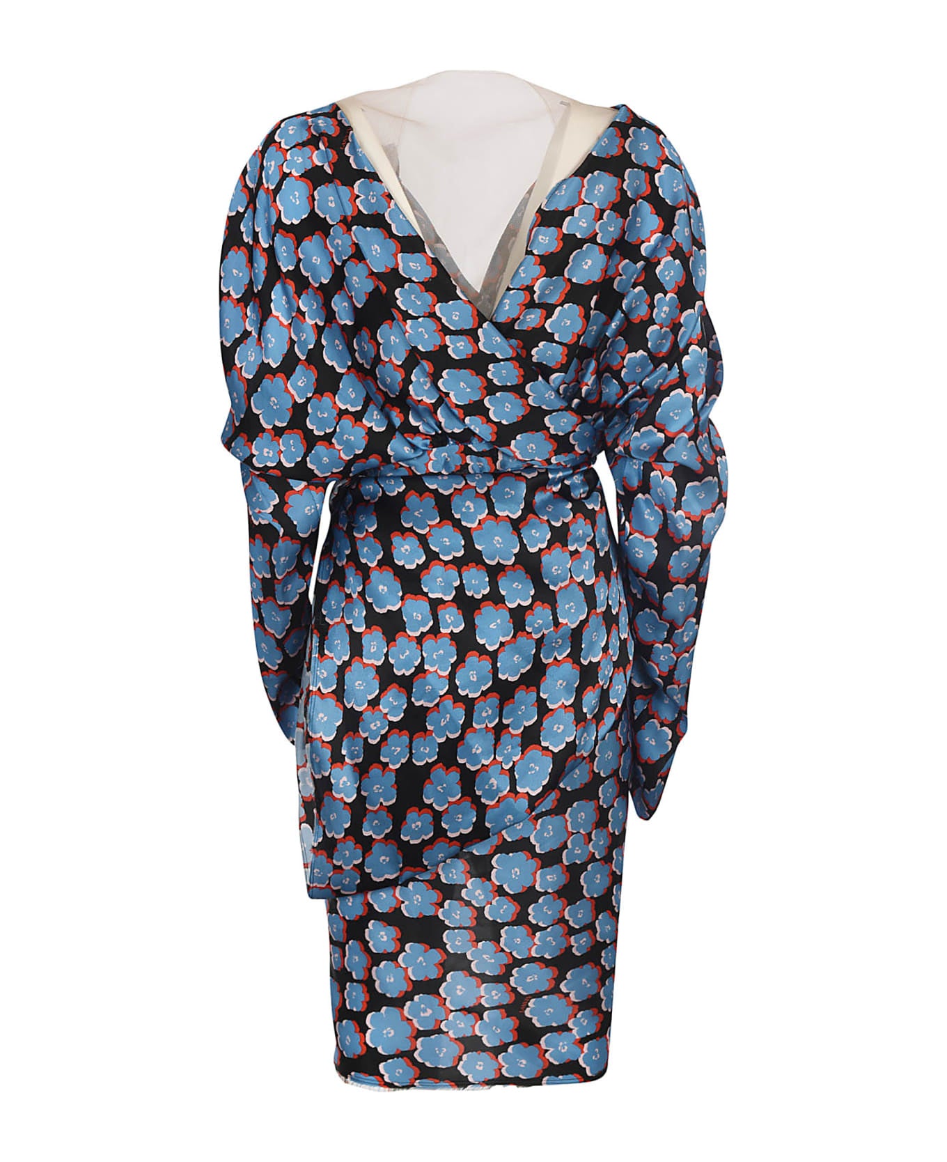 LANVIN WOMEN'S BLUE SILK FLORAL DRAPED MINI DRESS