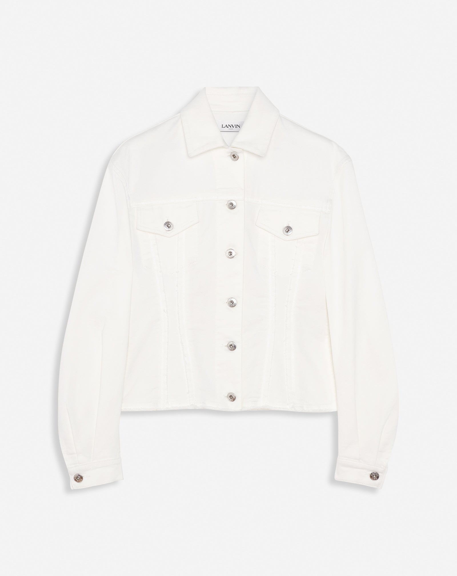 LANVIN WOMEN'S OPTIC WHITE FITTED DENIM JACKET