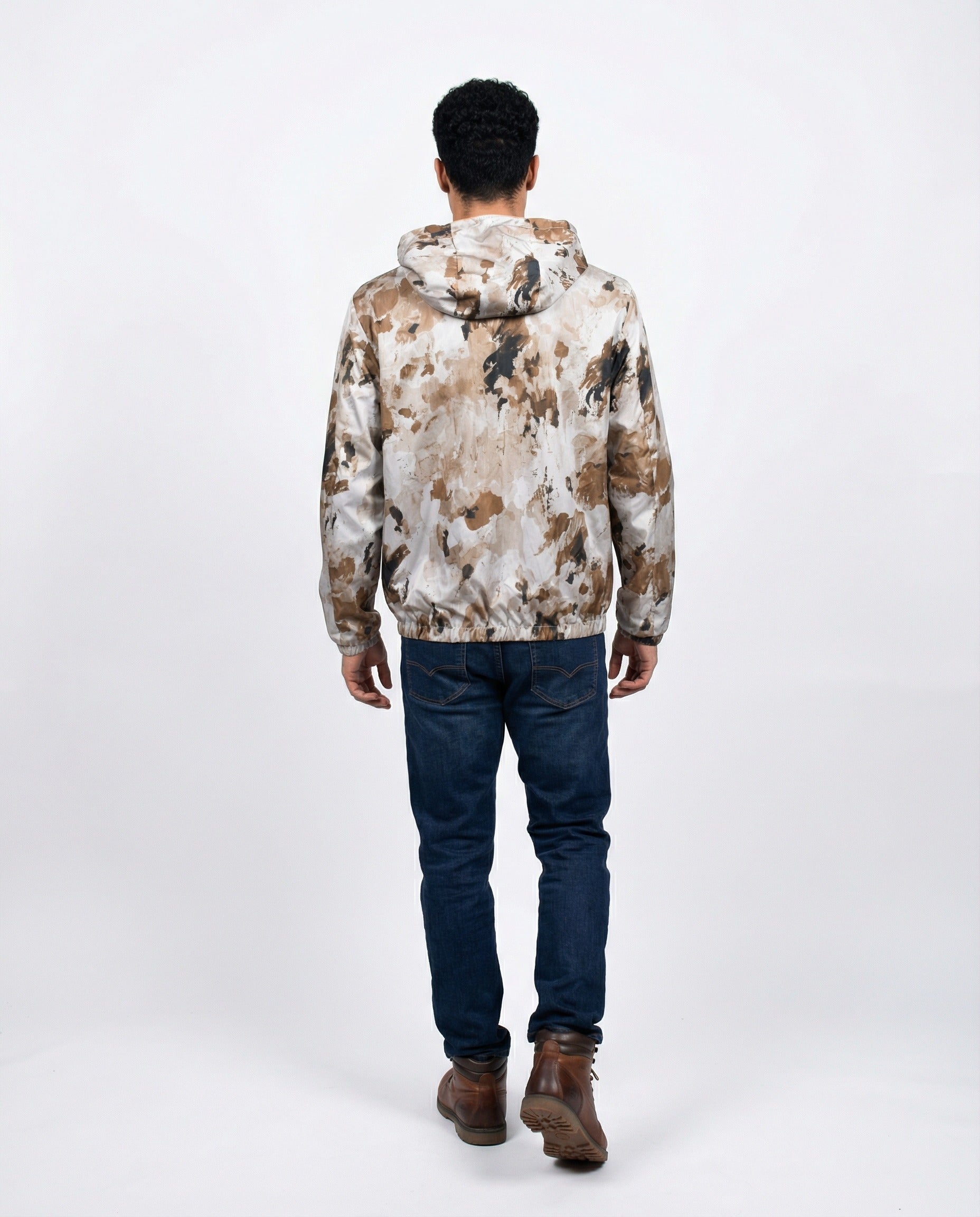 PESERICO MEN'S CAMO REVERSIBLE ZIP-UP HOODIE JACKET