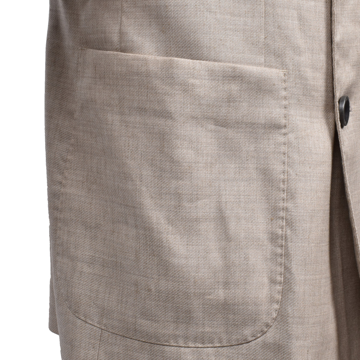 PESERICO MEN'S BEIGE LINEN DOUBLE-BREASTED BLAZER