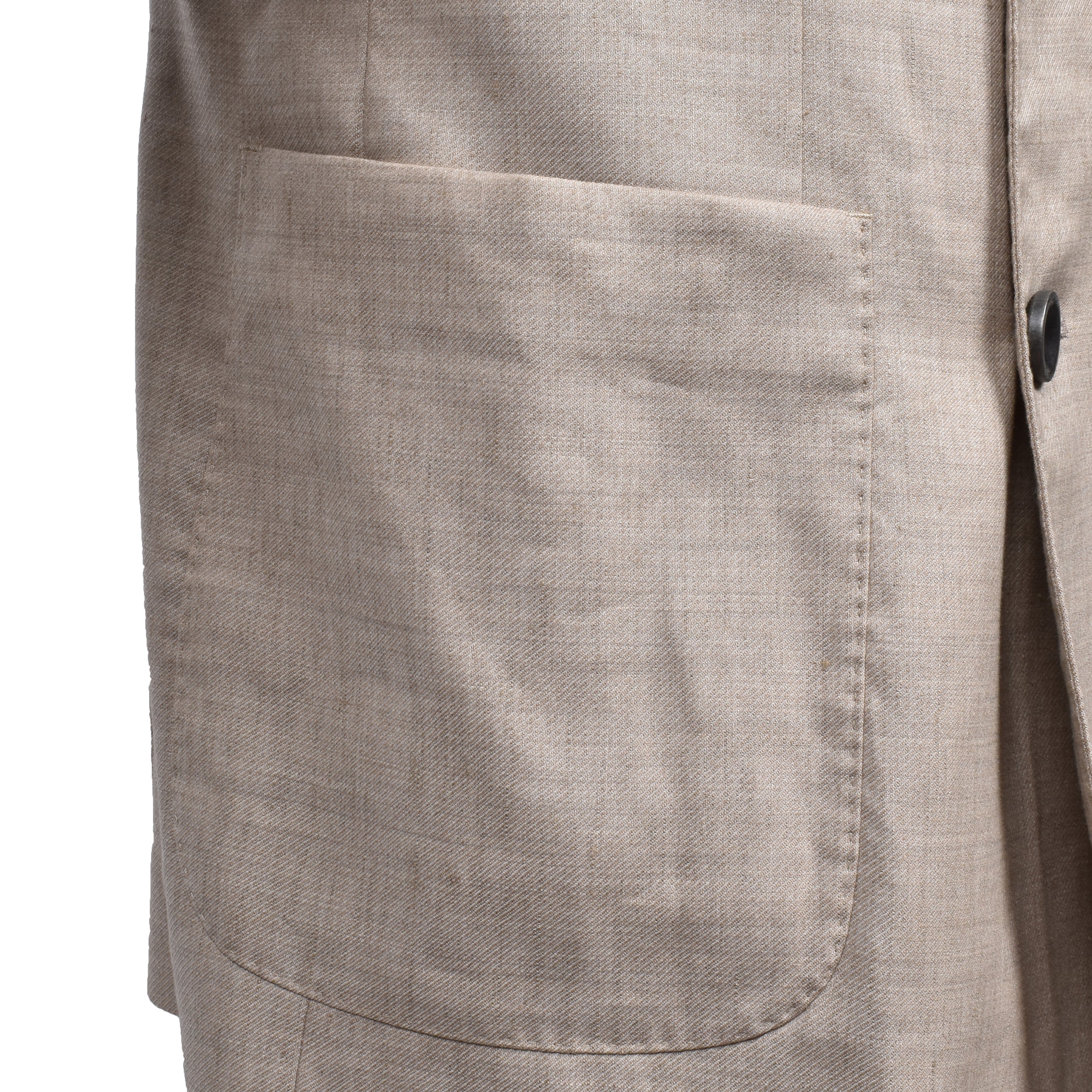 PESERICO MEN'S BEIGE LINEN DOUBLE-BREASTED BLAZER
