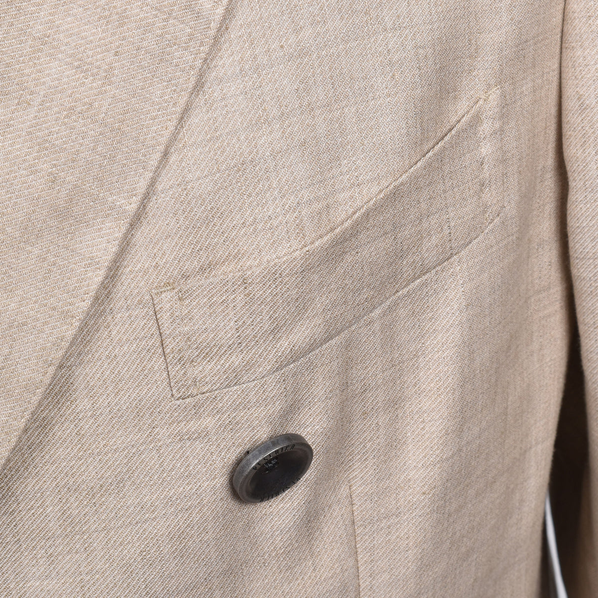 PESERICO MEN'S BEIGE LINEN DOUBLE-BREASTED BLAZER