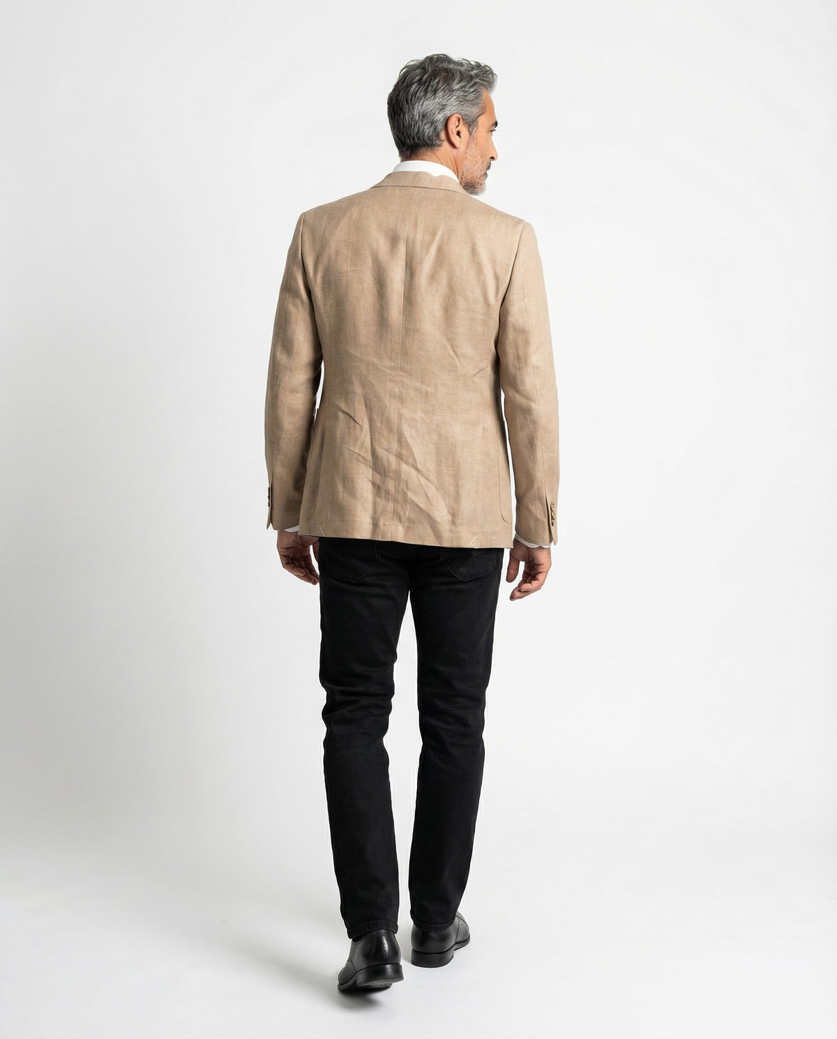 PESERICO MEN'S BEIGE LINEN THREE-BUTTON BLAZER