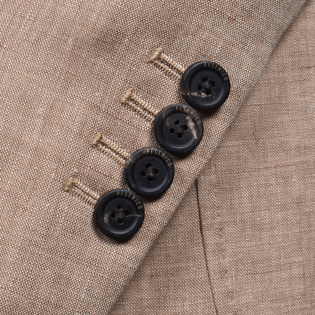 PESERICO MEN'S BEIGE LINEN THREE-BUTTON BLAZER