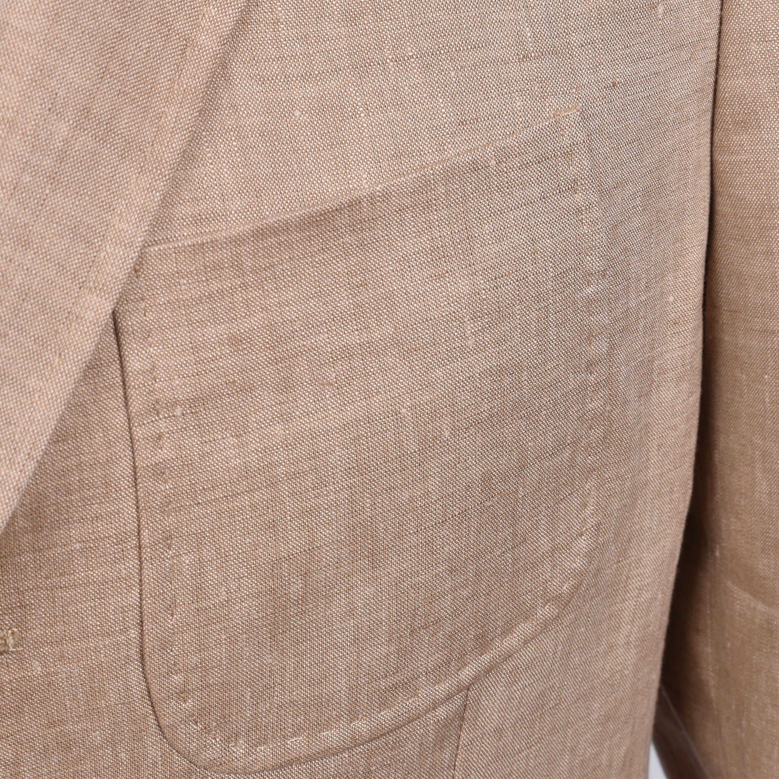 PESERICO MEN'S BEIGE LINEN THREE-BUTTON BLAZER