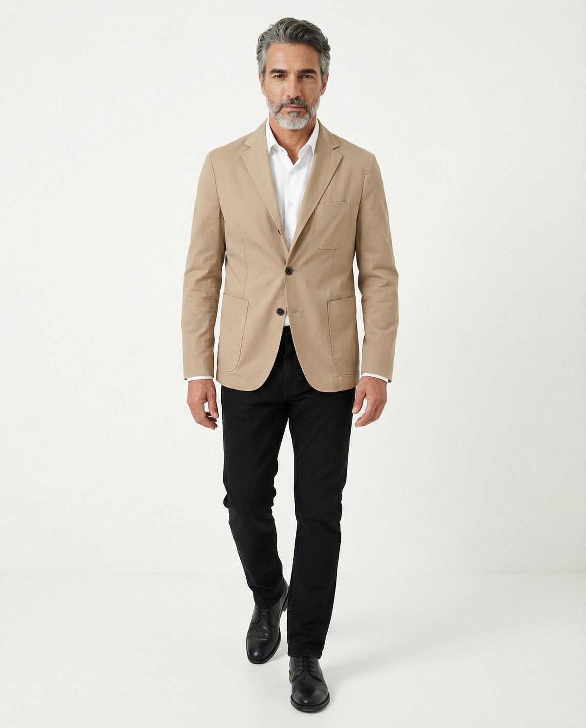 PESERICO MEN'S BEIGE THREE-BUTTON COTTON BLAZER