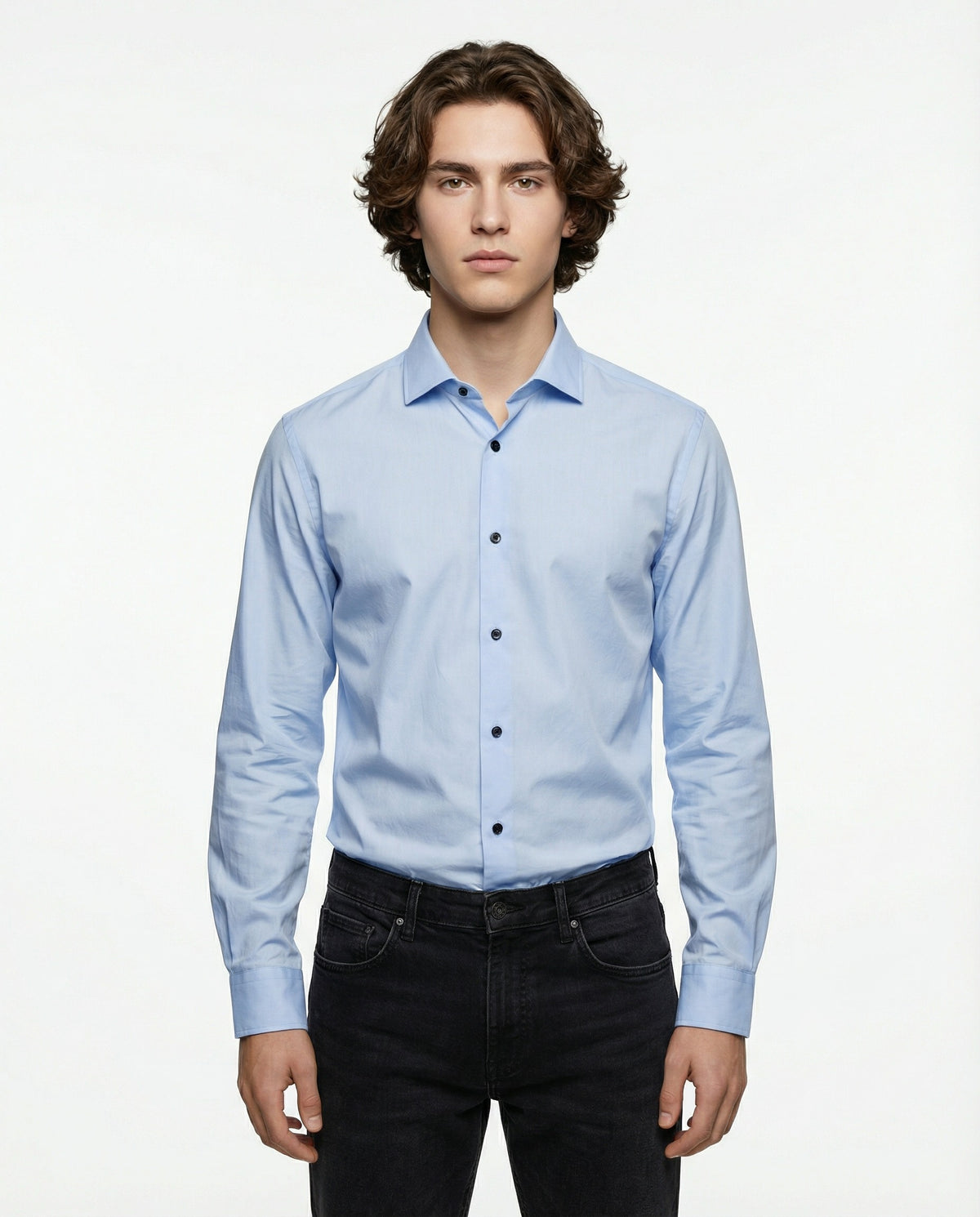 PESERICO MEN'S LIGHT BLUE BUTTON-DOWN SHIRT