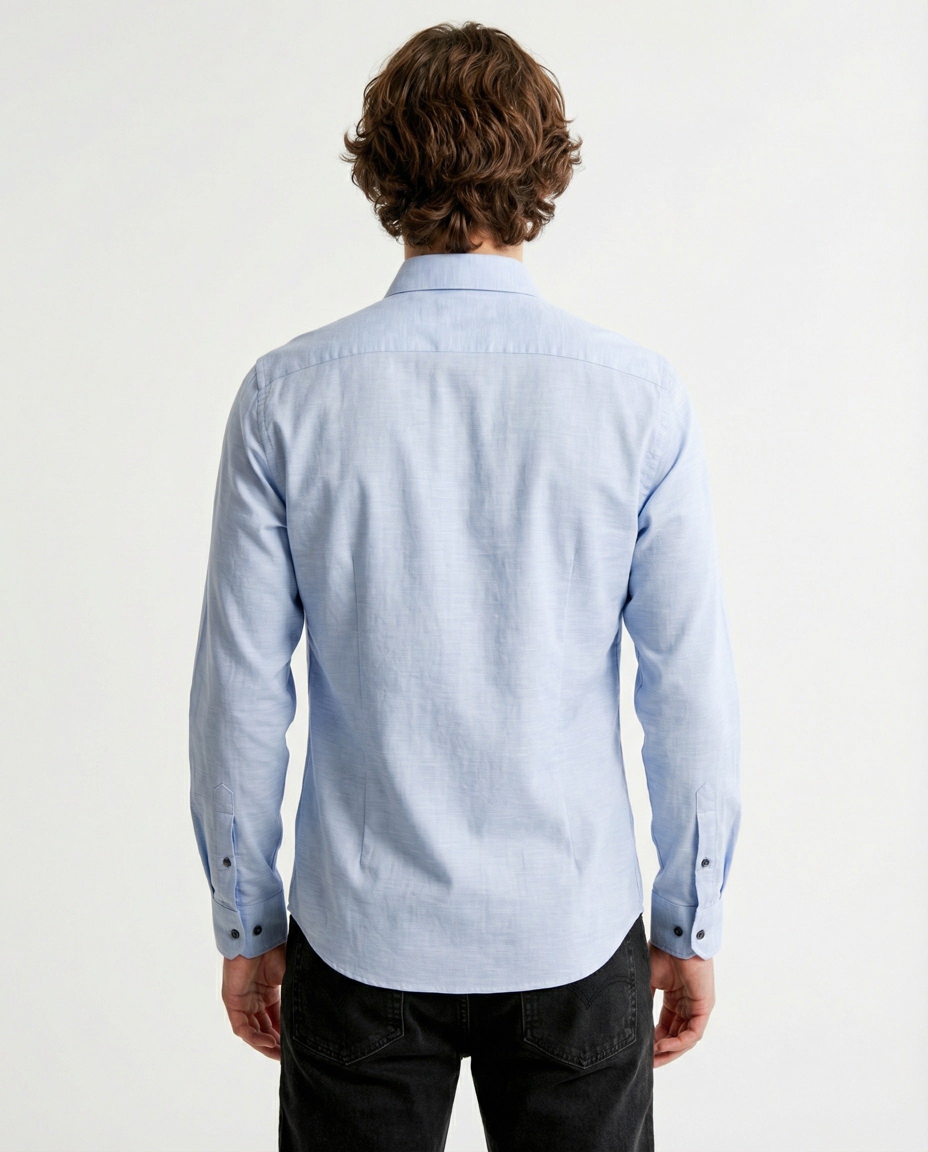 PESERICO MEN'S BLUE BUTTON-DOWN DRESS SHIRT