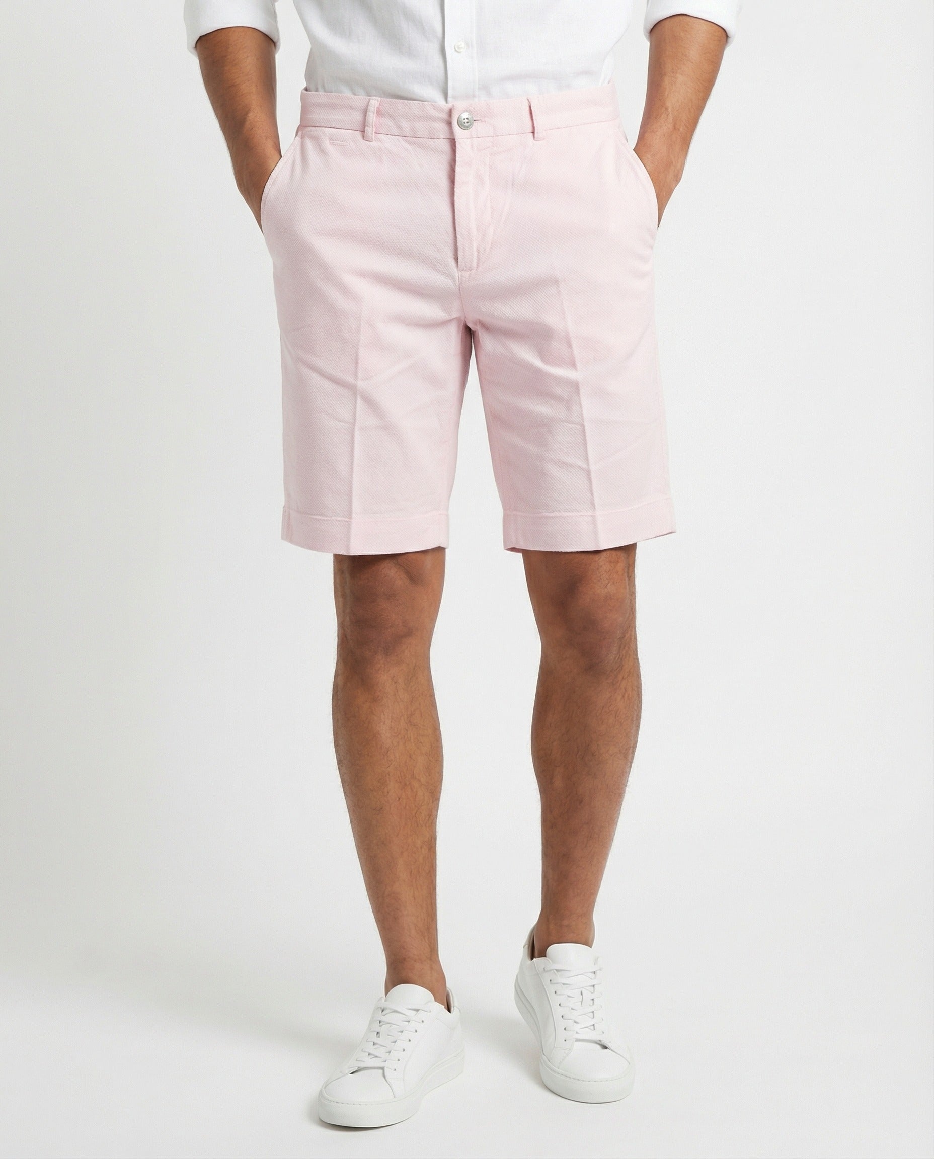 PESERICO MEN'S PINK TAILORED BERMUDA SHORTS