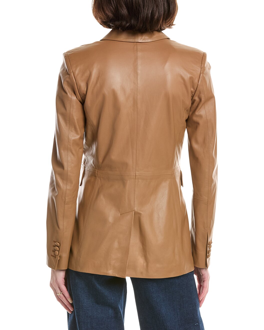 ELEVENTY WOMEN'S CAMEL LEATHER TAILORED BLAZER