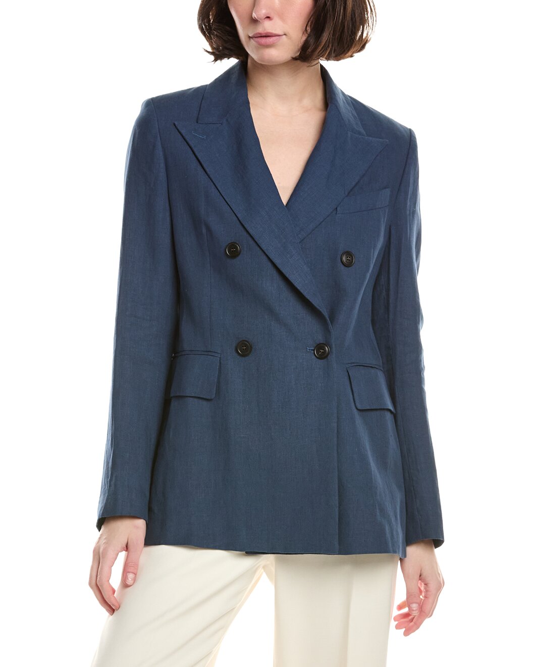ELEVENTY WOMEN'S NAVY DOUBLE BREASTED BLAZER