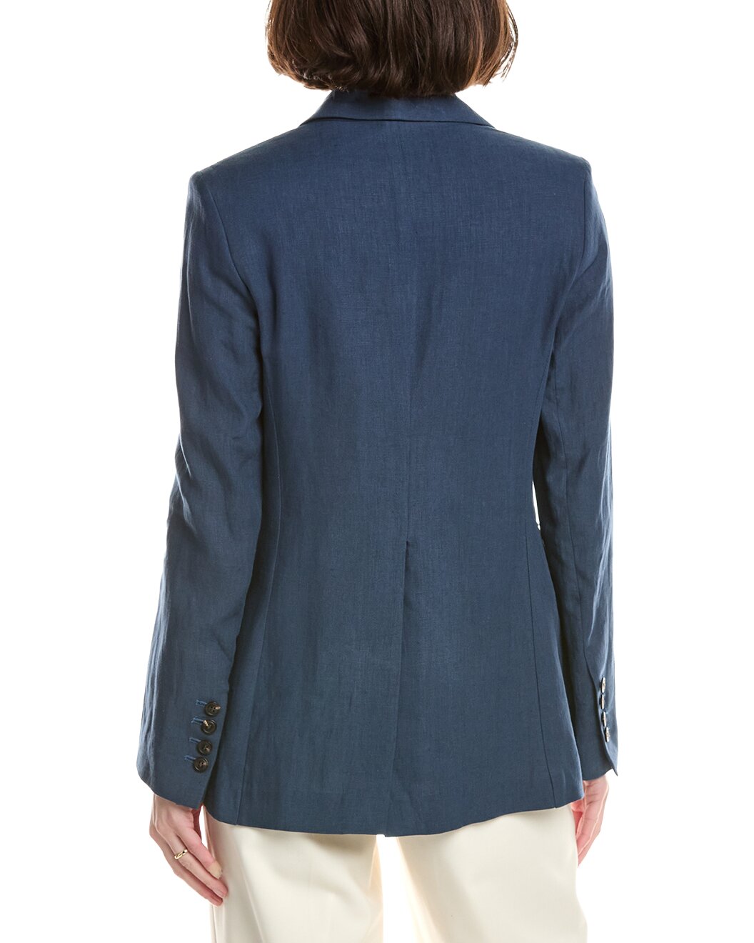 ELEVENTY WOMEN'S NAVY DOUBLE-BREASTED LONG BLAZER