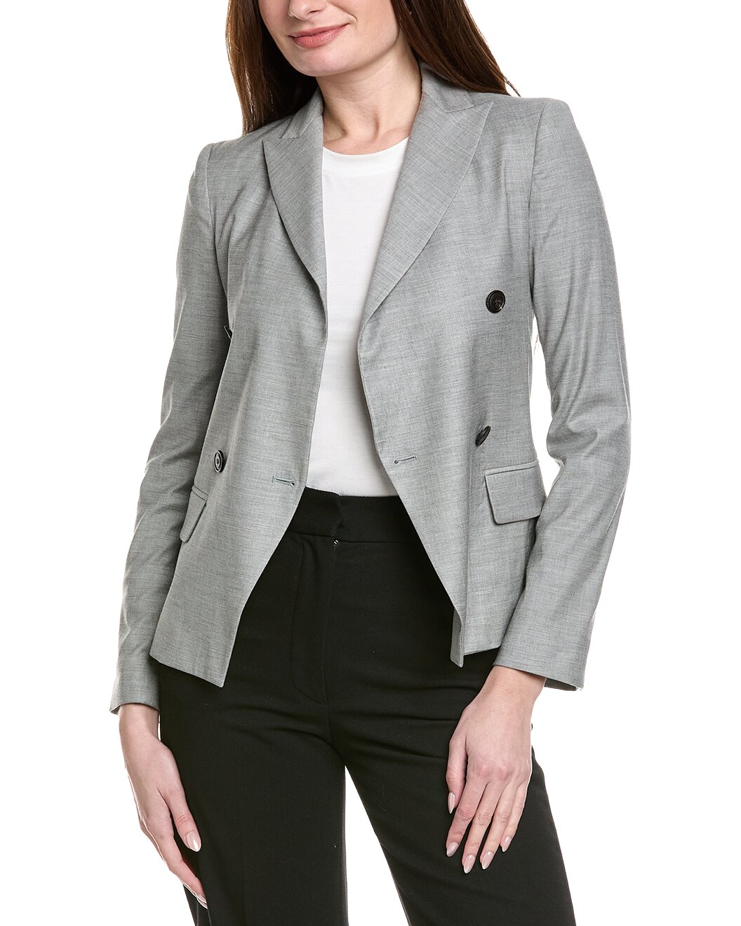 ELEVENTY WOMEN'S LIGHT GREY DOUBLE-BREASTED BLAZER