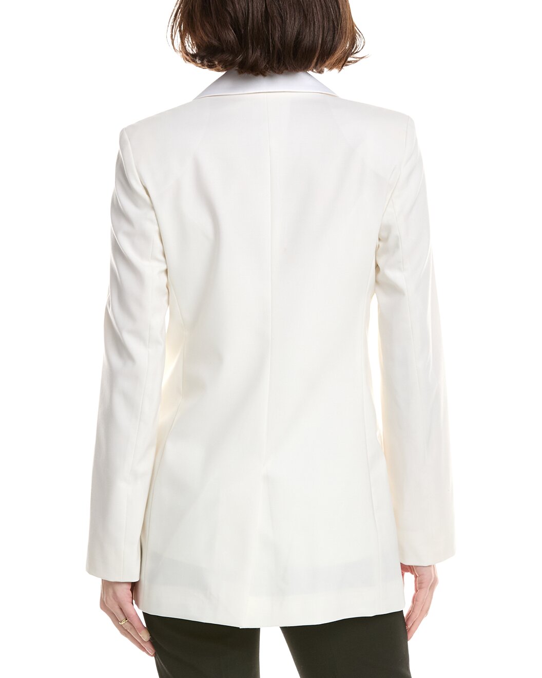 ELEVENTY WOMEN'S WHITE DOUBLE-BREASTED SMOKING BLAZER