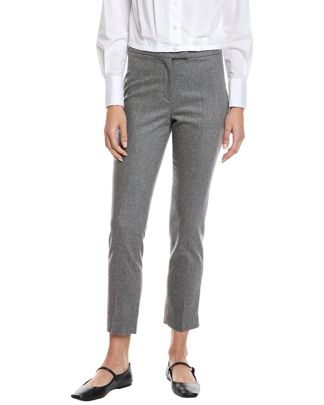 ELEVENTY WOMEN'S MEDIUM GREY SLIM FIT TROUSERS