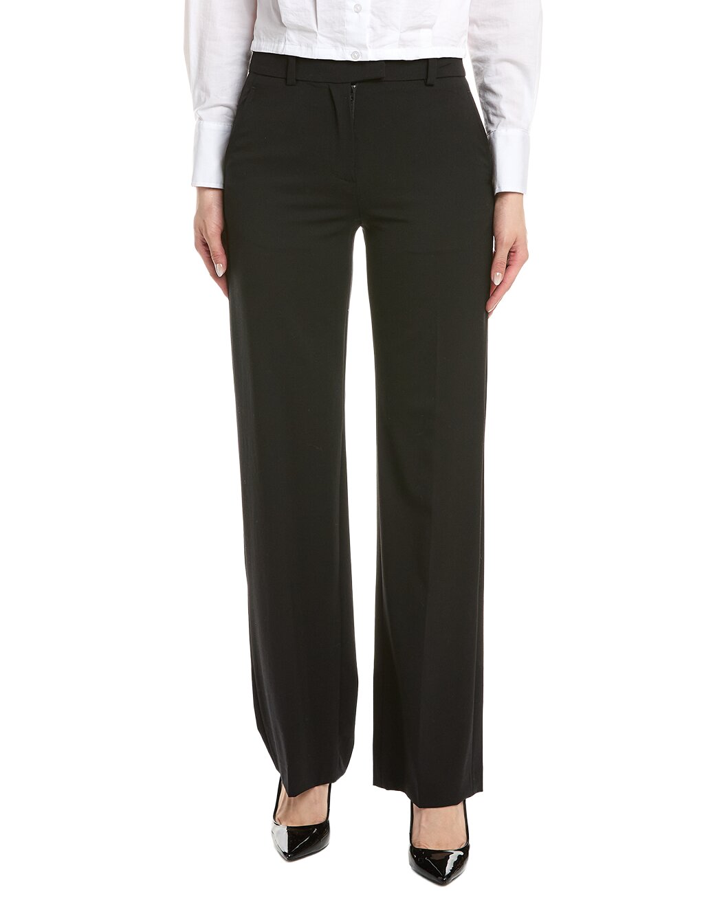 ELEVENTY WOMEN'S BLACK WIDE-LEG TAILORED TROUSERS