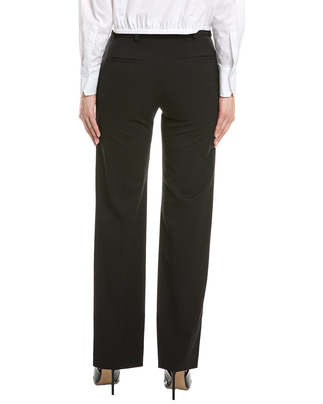 ELEVENTY WOMEN'S BLACK WIDE-LEG TAILORED TROUSERS