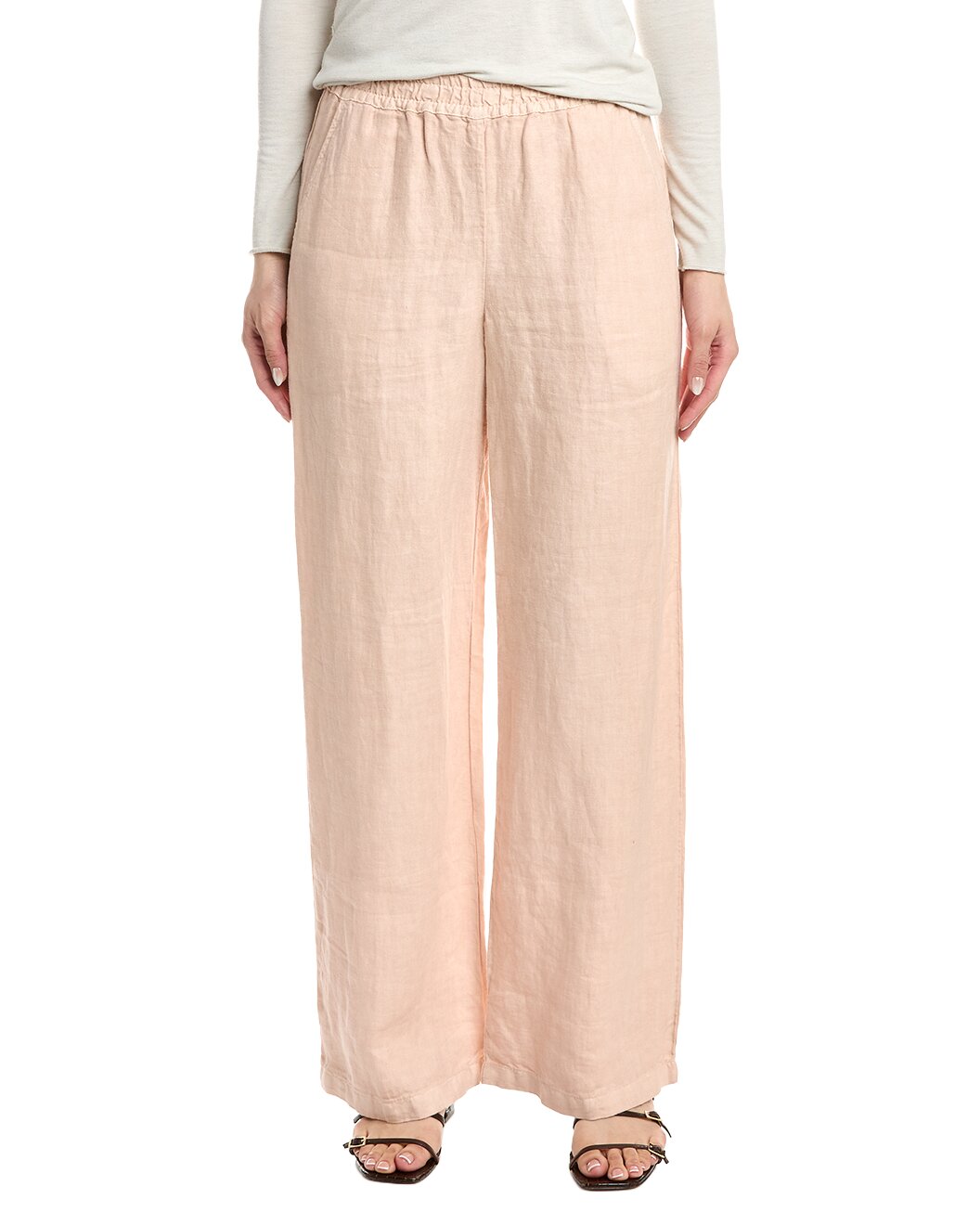 ELEVENTY WOMEN'S POWDER WIDE-LEG LINEN TROUSERS