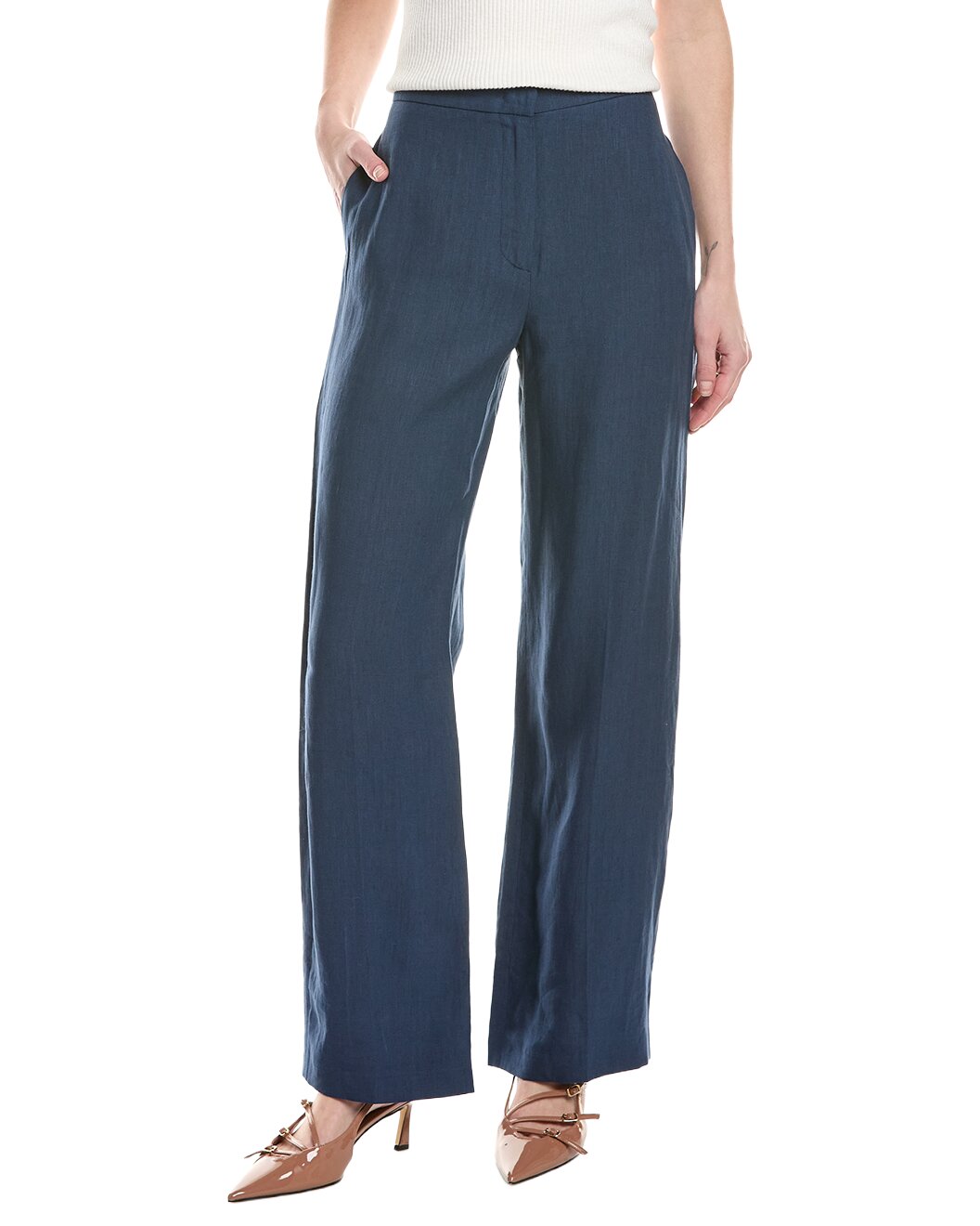 ELEVENTY WOMEN'S DARK BLUE WIDE LEG TROUSERS