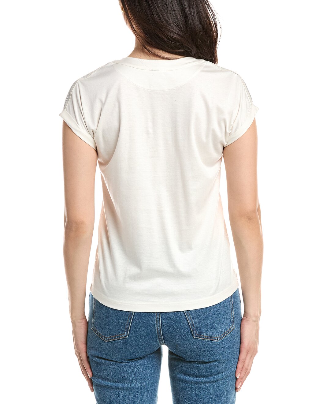 ELEVENTY WOMEN'S IVORY V-NECK T-SHIRT