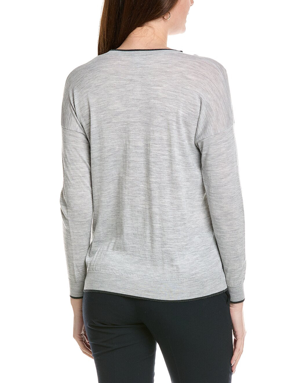 ELEVENTY WOMEN'S LIGHT GREY ROUND NECK KNIT SWEATER