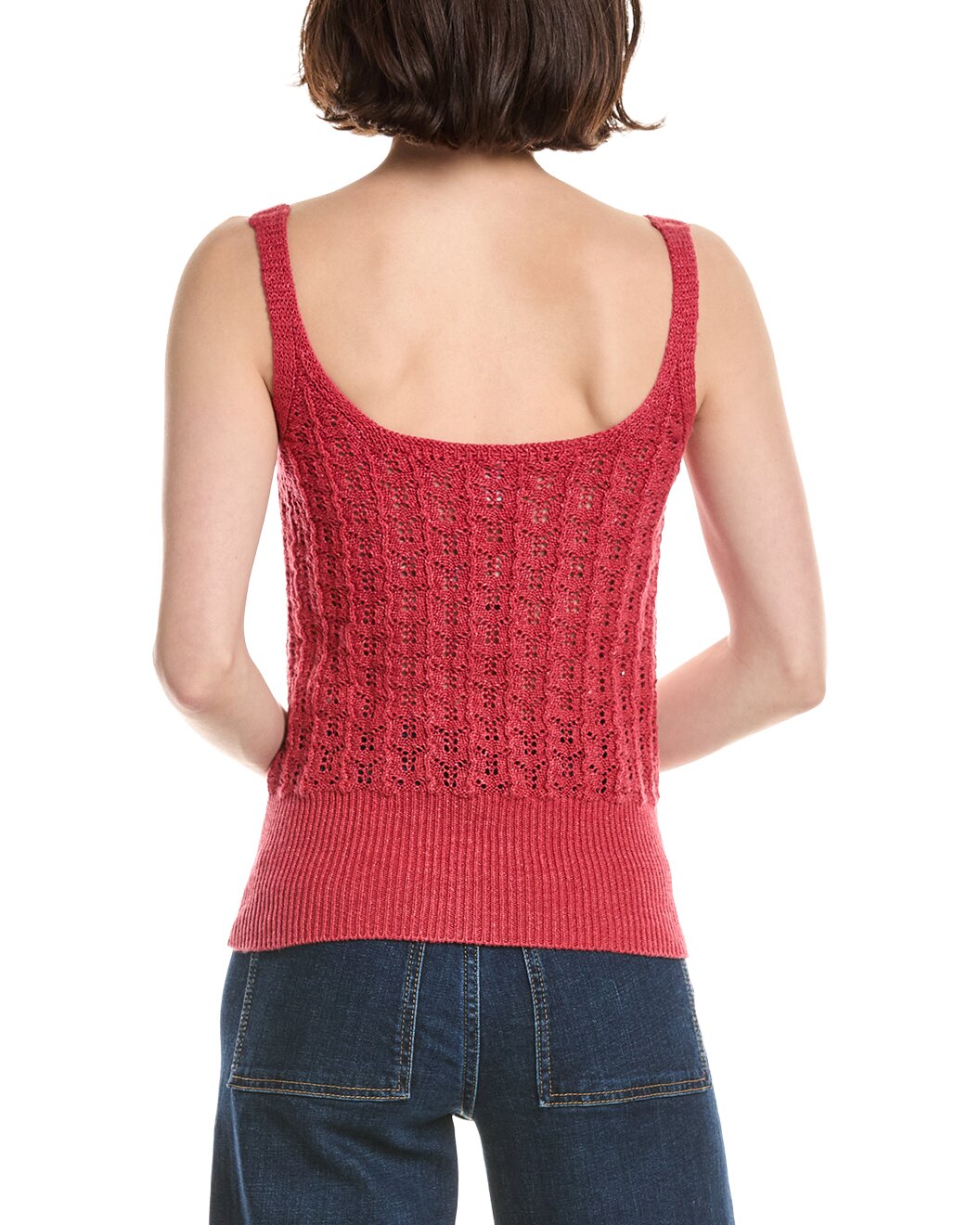 ELEVENTY WOMEN'S CORAL KNITTED LACE TANK TOP