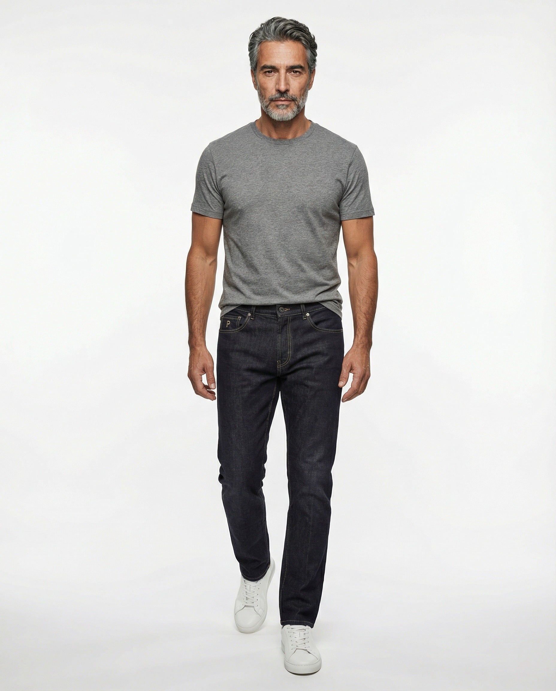 PESERICO MEN'S BLACK DENIM FIVE-POCKET JEANS