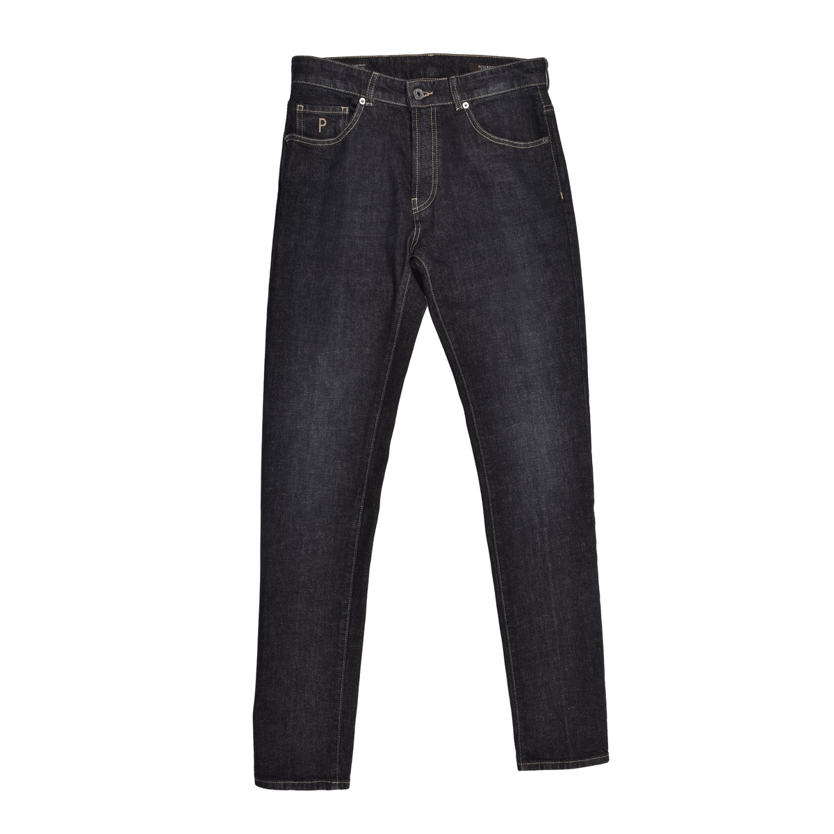 PESERICO MEN'S BLACK DENIM FIVE-POCKET JEANS