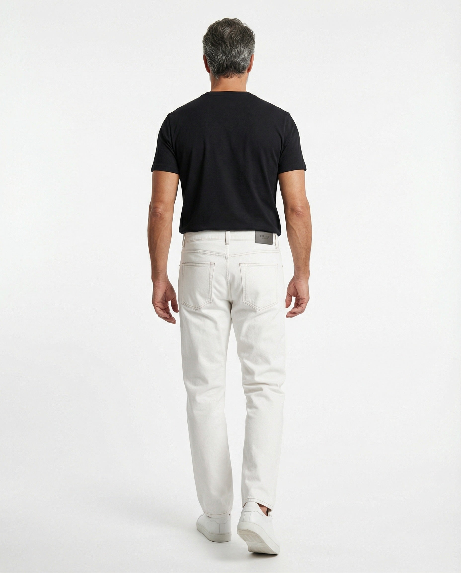 PESERICO MEN'S WHITE DENIM FIVE-POCKET JEANS
