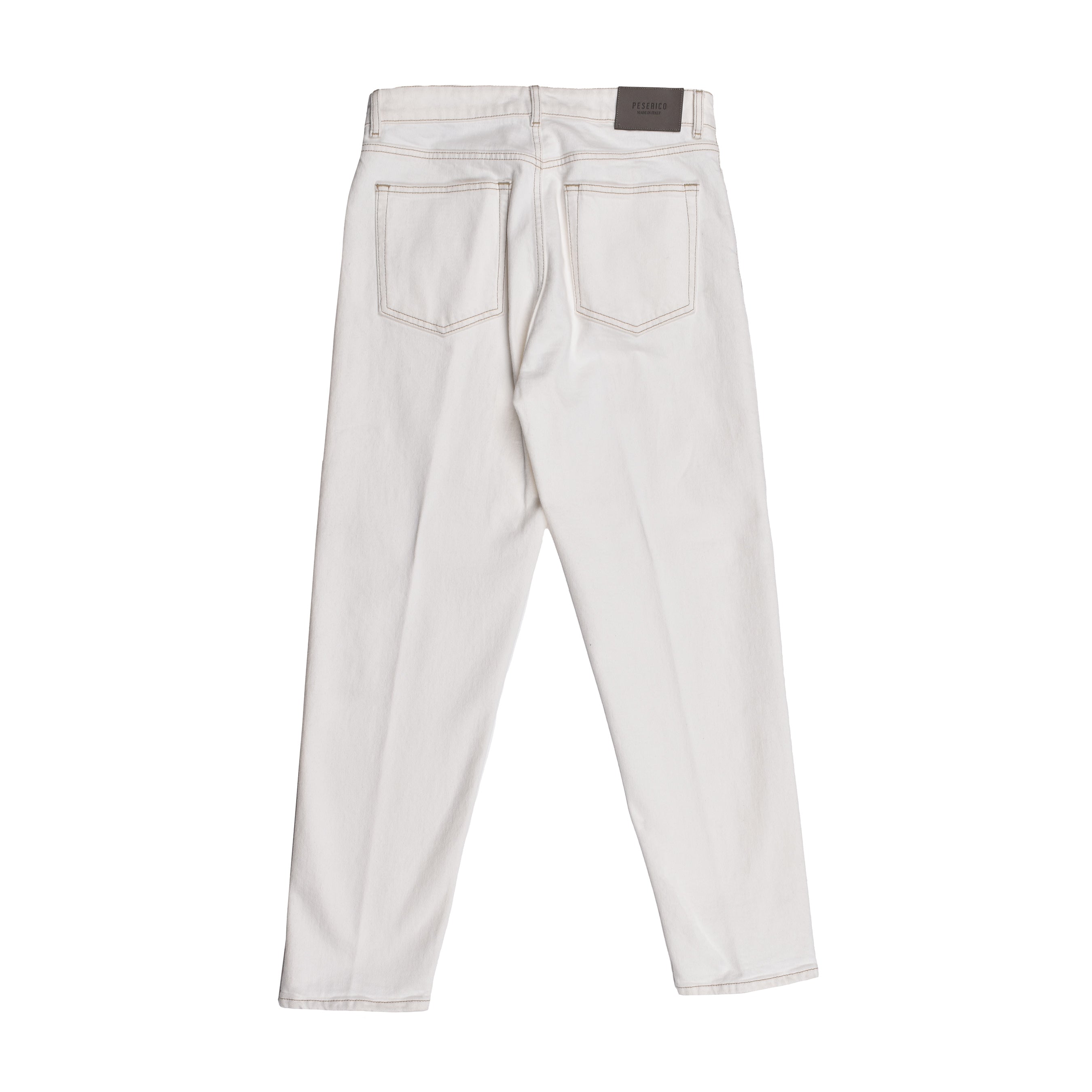 PESERICO MEN'S WHITE DENIM FIVE-POCKET JEANS