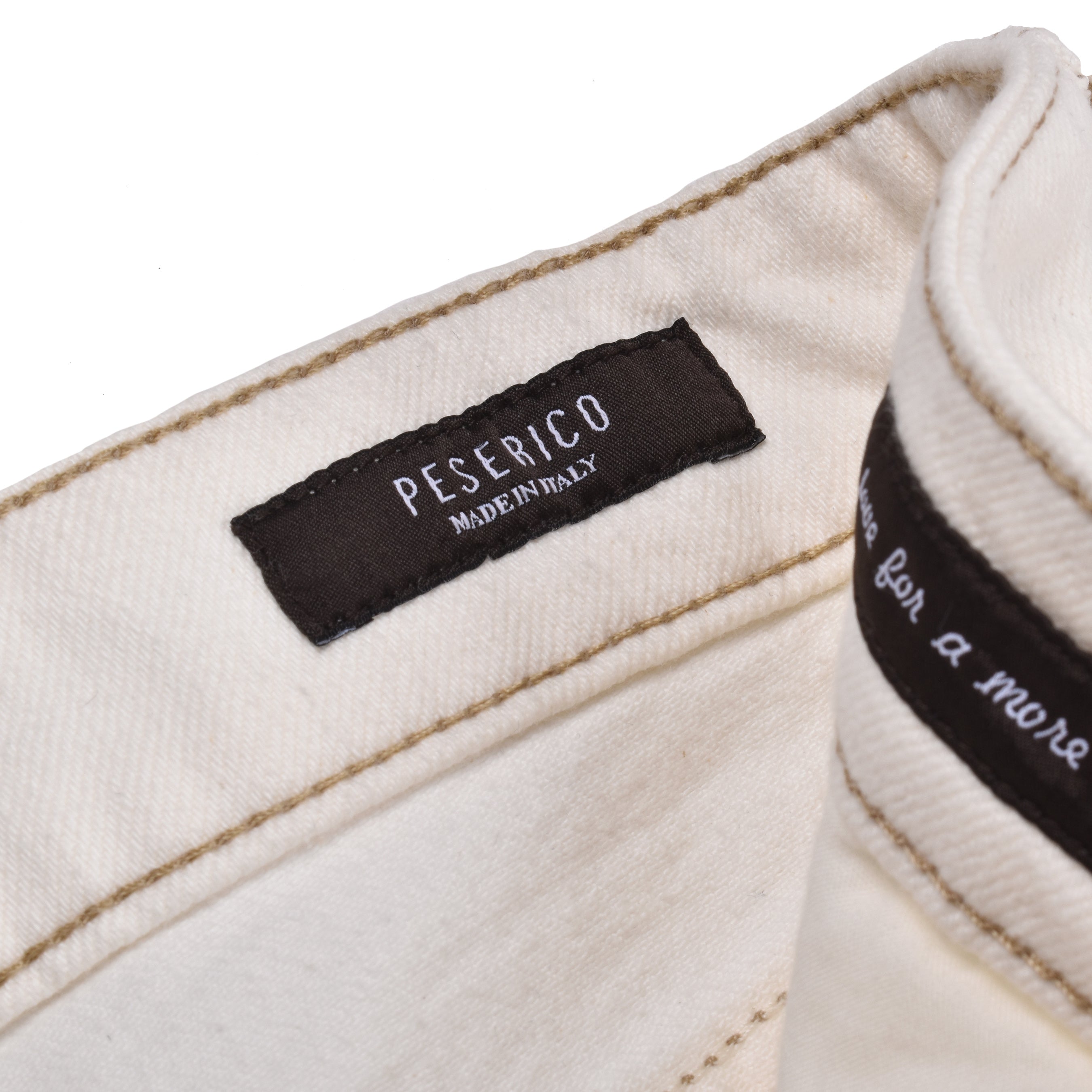 PESERICO MEN'S WHITE DENIM FIVE-POCKET JEANS
