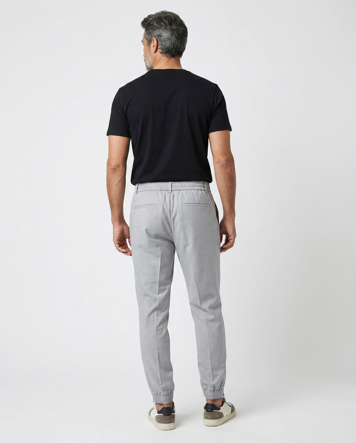 PESERICO MEN'S GRAY LINEN JOGGER TROUSERS