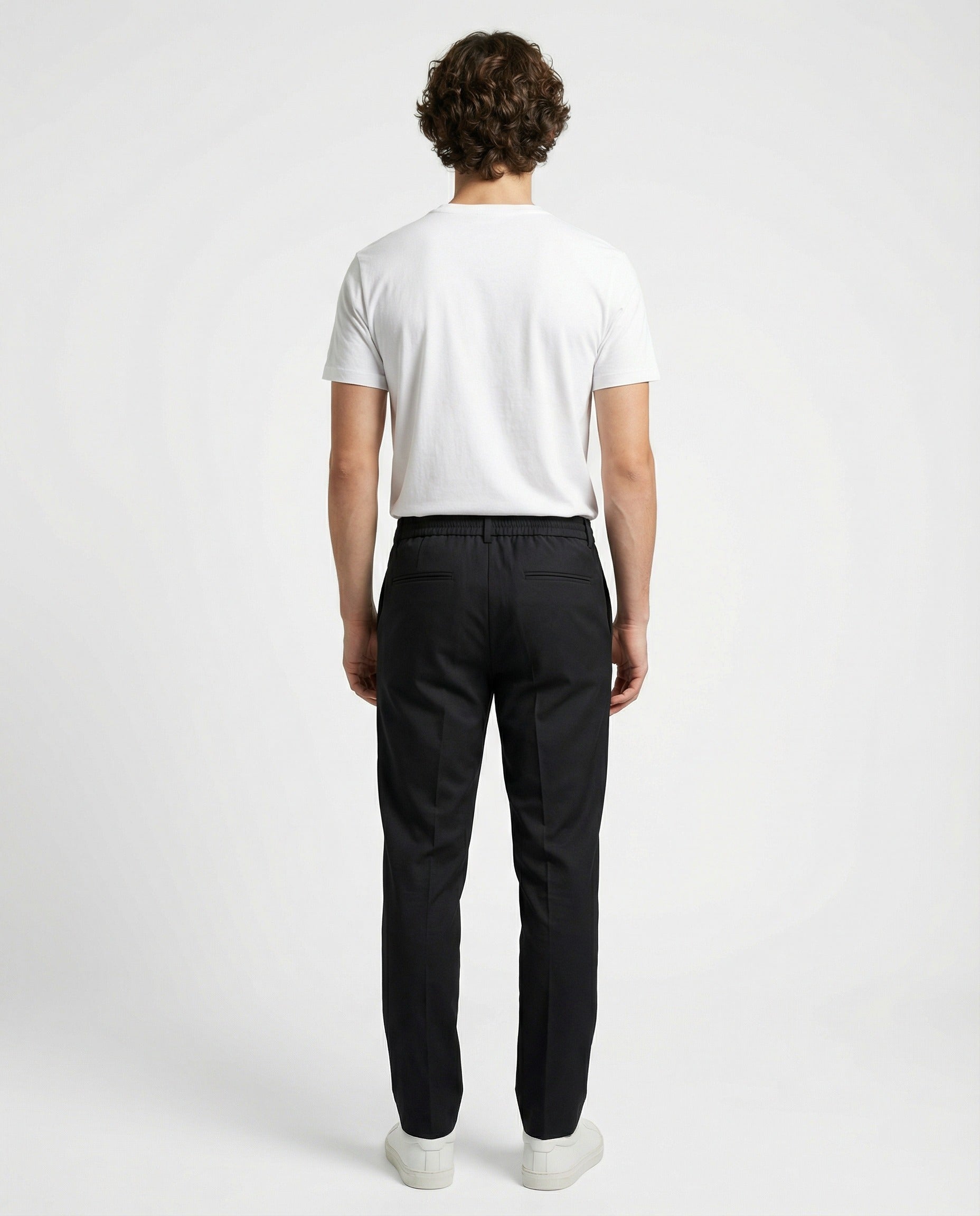PESERICO MEN'S DARK NAVY WOOL DRAWSTRING TROUSERS