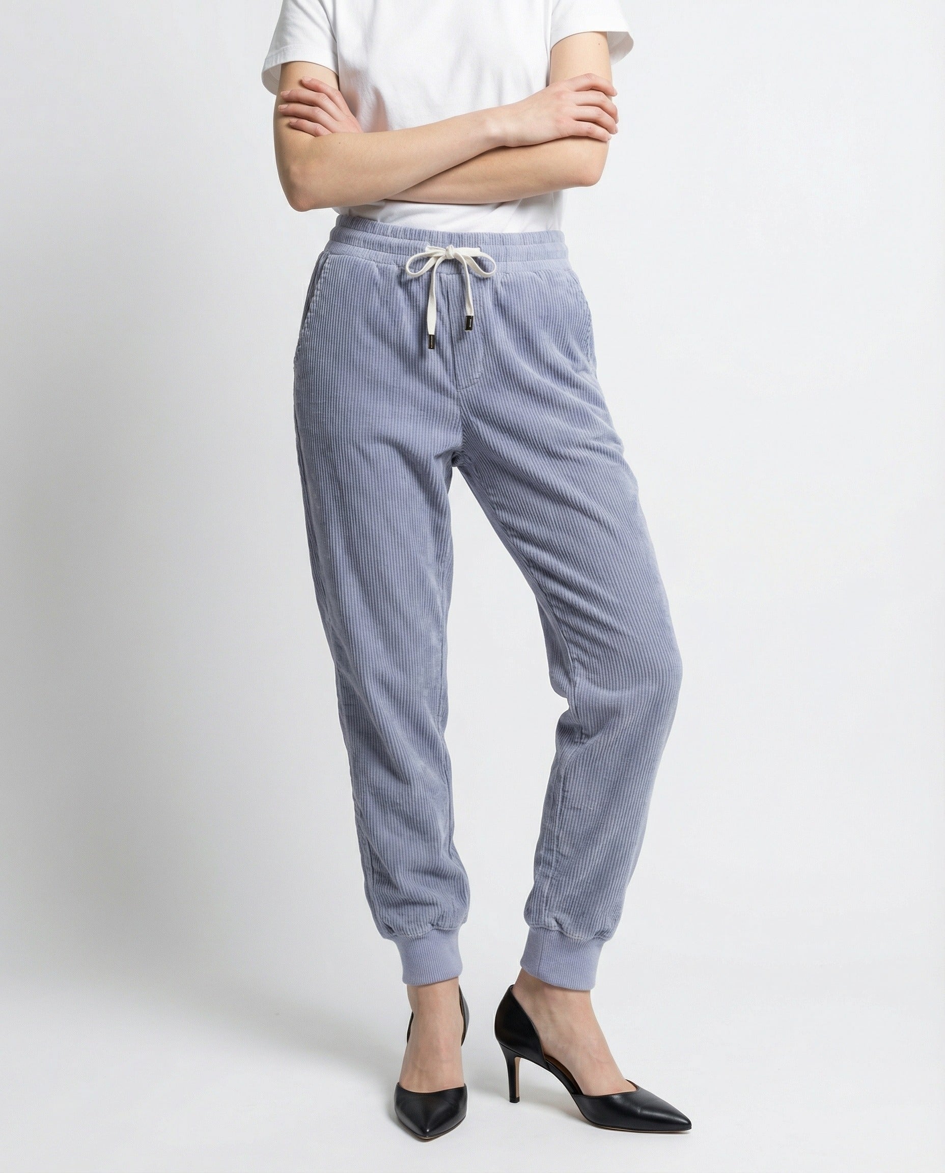 PESERICO WOMEN'S LIGHT BLUE CORDUROY JOGGER TROUSERS