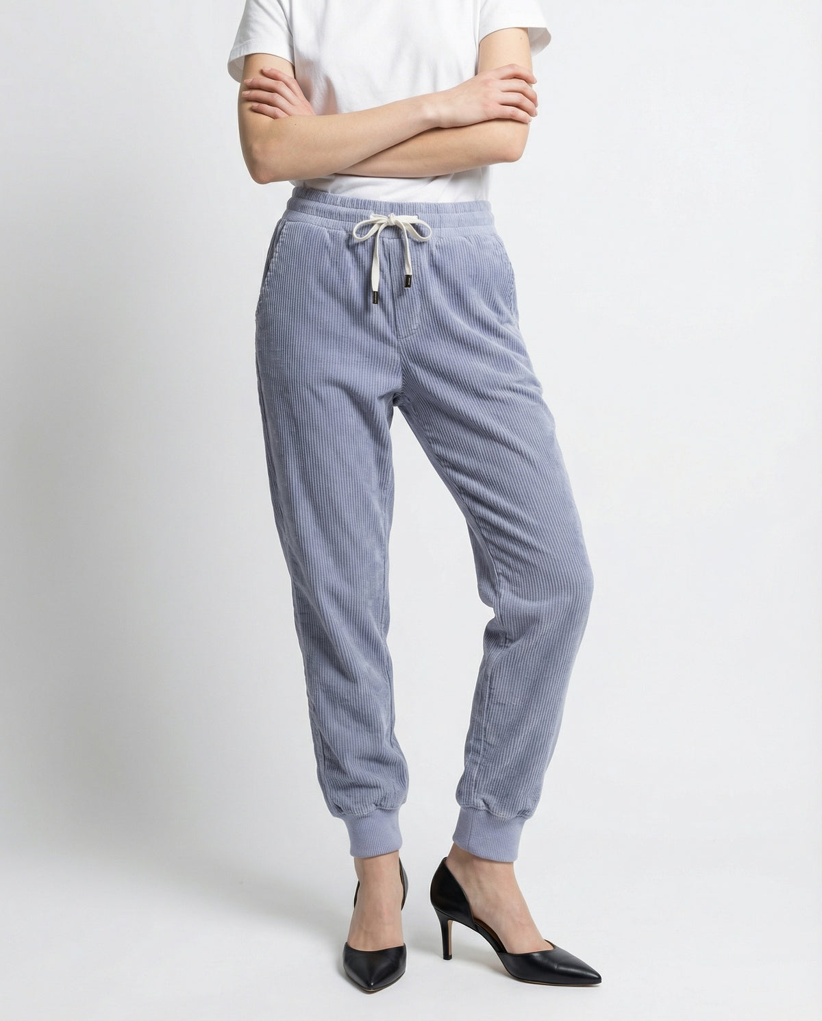PESERICO WOMEN'S LIGHT BLUE CORDUROY JOGGER TROUSERS