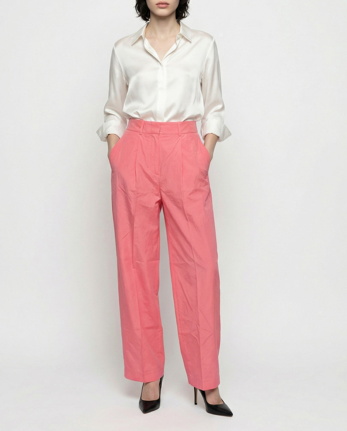 PESERICO WOMEN'S PINK CORAL TAILORED TROUSERS